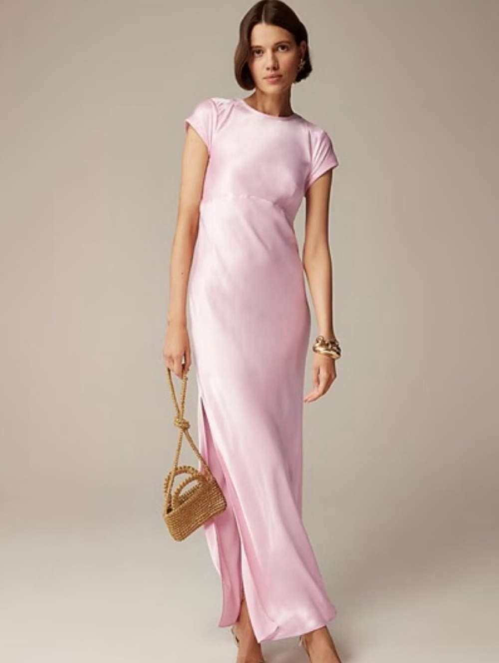 J.Crew X Anna October Silk Light Pink Maxi Dress - Sleek Cap Sleeve